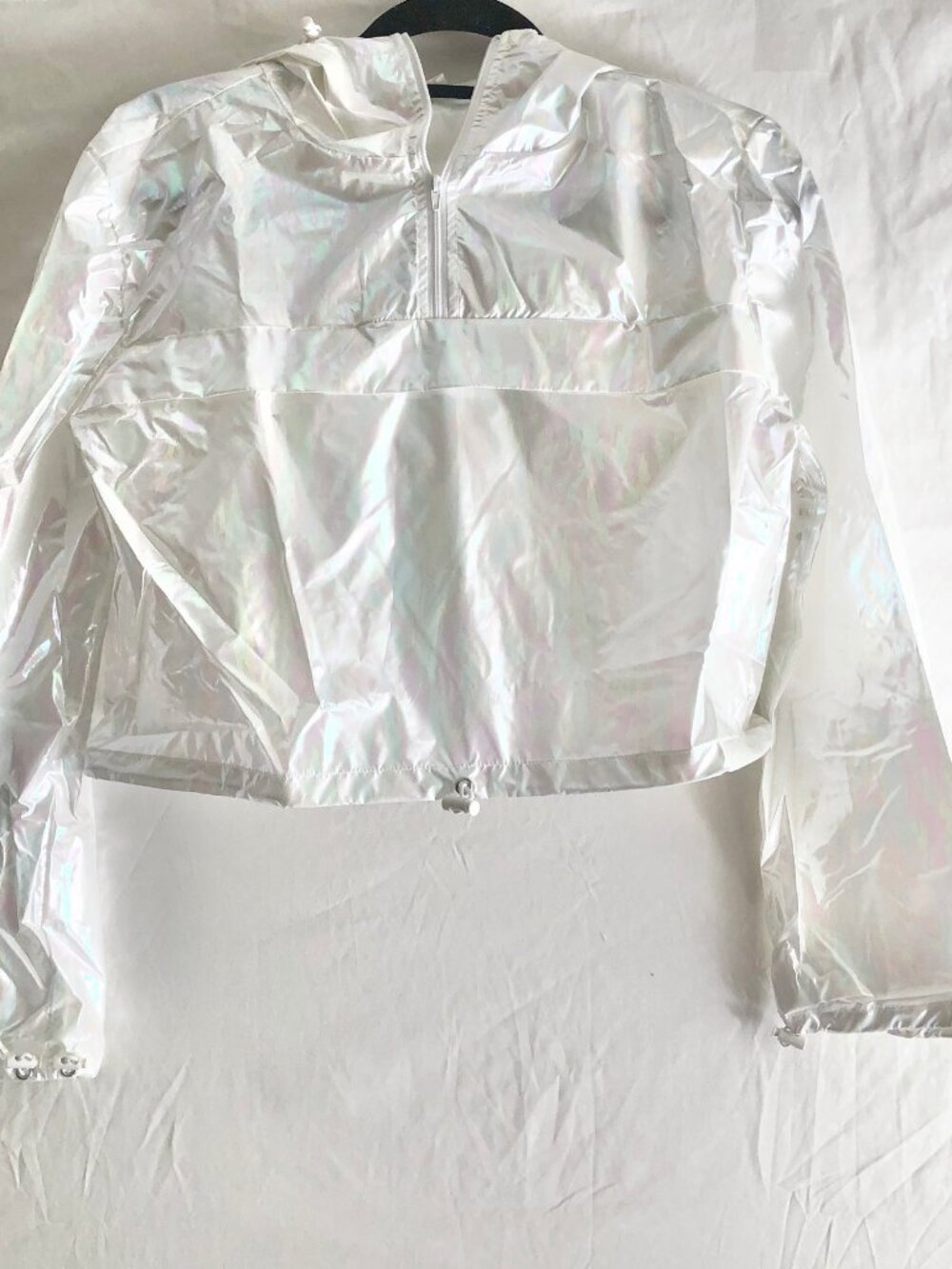 White Metallic Windbreaker Short Set Size S or L - Picture 2 of 6